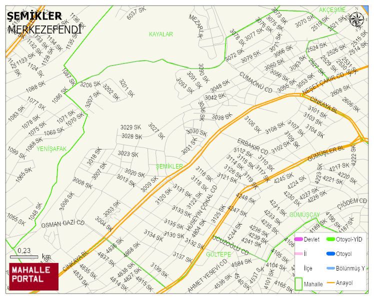 ŞEMİKLER Mahallesi Haritası | İnteraktif Köy ve Mahalle Sınırları