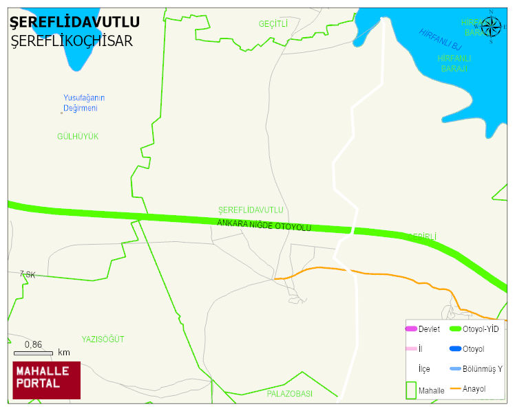 ŞEREFLİDAVUTLU Mahallesi Haritası | Yükselti ve Doğa Özellikleri