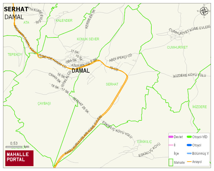 SERHAT Mahallesi Haritası | İnteraktif Köy ve Mahalle Sınırları