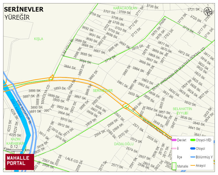 SERİNEVLER Mahallesi Haritası | Yükselti ve Doğa Özellikleri