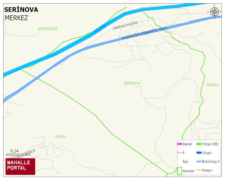 SERİNOVA Köyü Haritası | Dağlar, Ovalar ve Akarsu Bilgileri