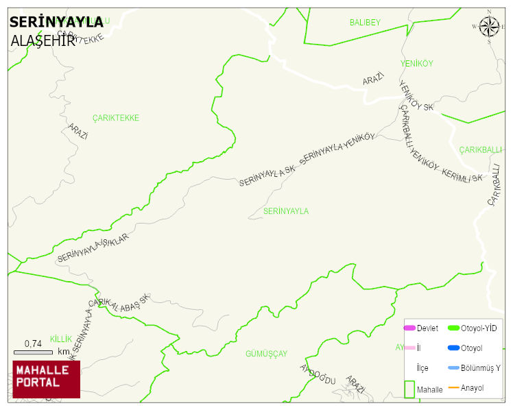 SERİNYAYLA Mahallesi Haritası | Yükselti ve Doğa Özellikleri