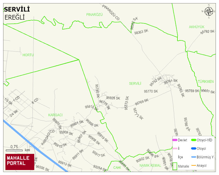 SERVİLİ Mahallesi Haritası | İnteraktif Köy ve Mahalle Sınırları