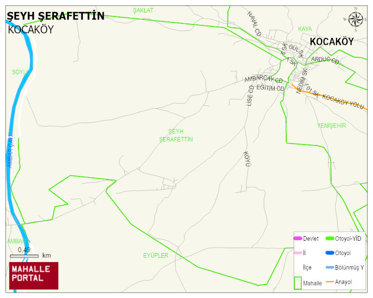 ŞEYH ŞERAFETTİN Mahallesi Haritası | Detaylı Köy ve Mahalle Görünümü
