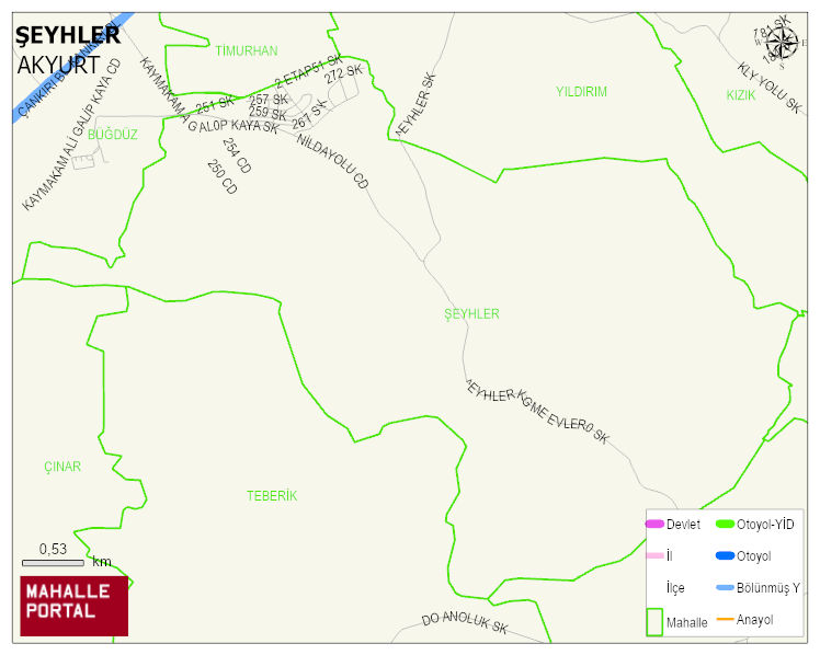 ŞEYHLER Mahallesi Haritası | Yükselti ve Doğa Özellikleri