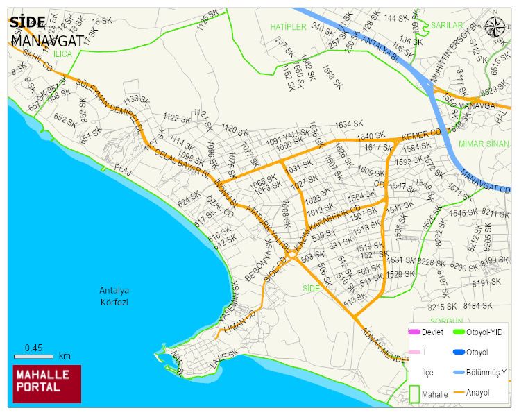 SİDE Mahallesi Haritası | Dağlar, Ovalar ve Akarsu Bilgileri