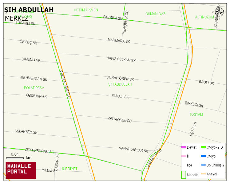ŞIH ABDULLAH Mahallesi Haritası | Yükselti ve Doğa Özellikleri