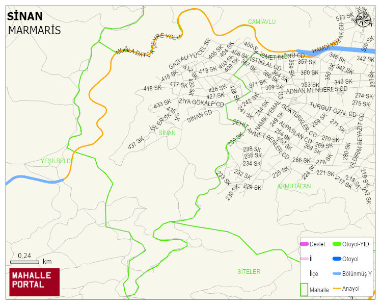 SİNAN Mahallesi Haritası | Coğrafi Yapı ve Detaylı Haritası