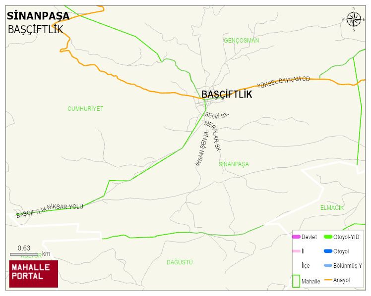 SİNANPAŞA Mahallesi Haritası | Yükselti ve Doğa Özellikleri