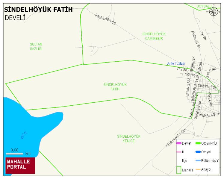 SİNDELHÖYÜK FATİH Mahallesi Haritası | Mahalle ve Köy Sınırı
