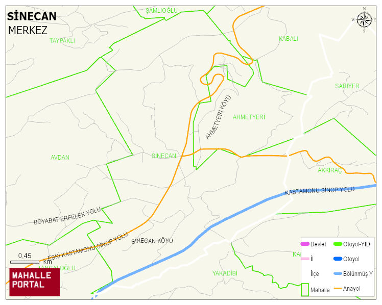 SİNECAN Köyü Haritası | Sayısal Bölge Görünümü