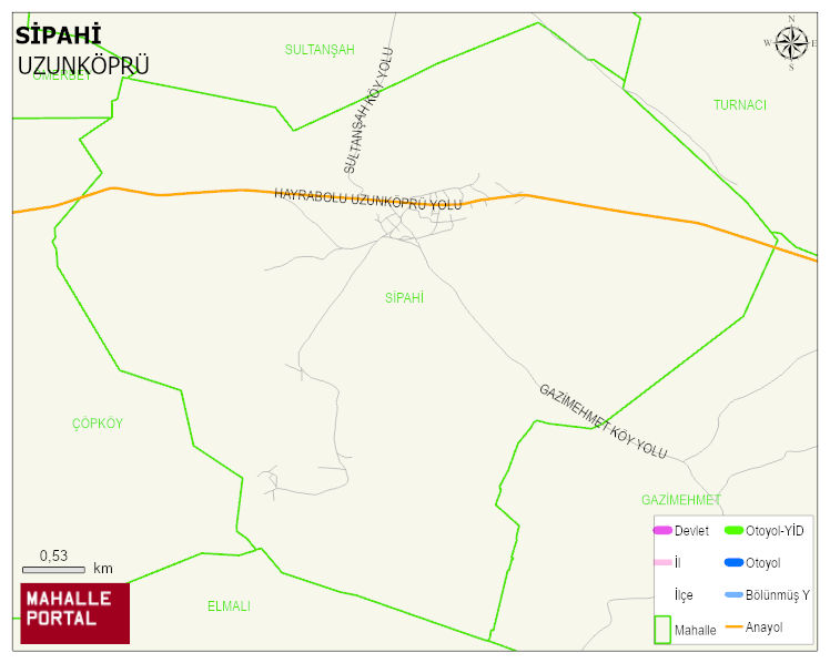 SİPAHİ Köyü Haritası | Mahalle ve Köy Sınırı