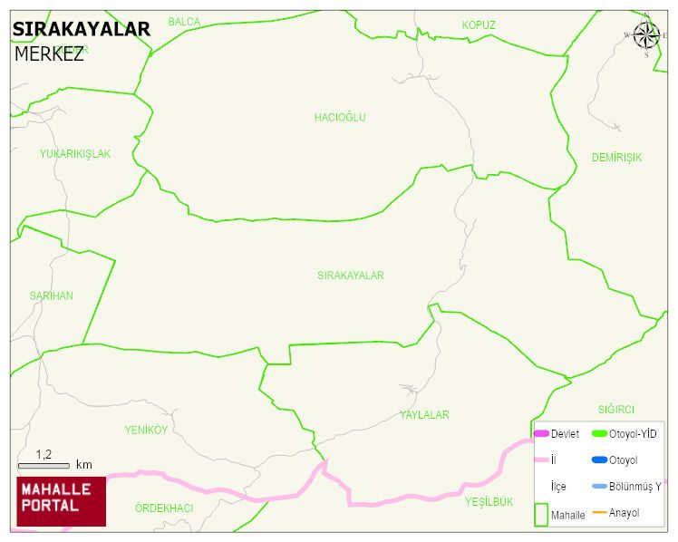 SIRAKAYALAR Köyü Haritası | Detaylı Köy ve Mahalle Görünümü