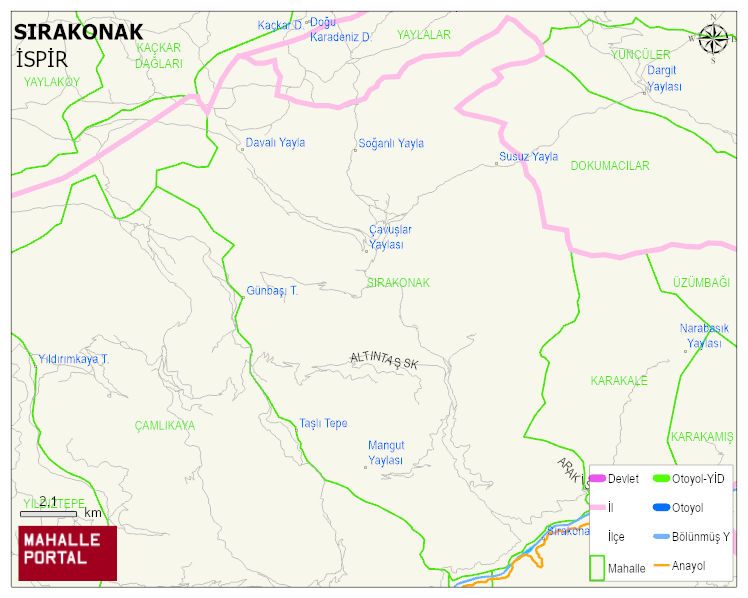 SIRAKONAK Mahallesi Haritası | Yükselti ve Doğa Özellikleri