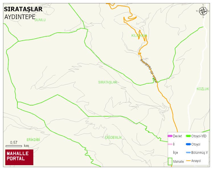SIRATAŞLAR Köyü Haritası | Dağlar, Ovalar ve Akarsu Bilgileri