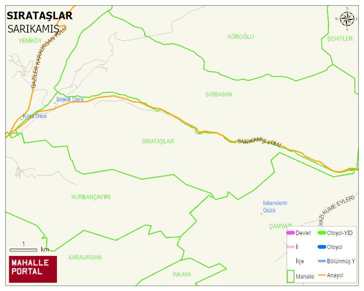 SIRATAŞLAR Köyü Haritası | Yükselti ve Doğa Özellikleri