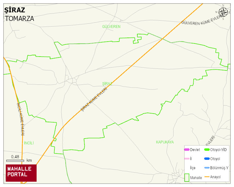 ŞİRAZ Mahallesi Haritası | Mahalle ve Köy Sınırı