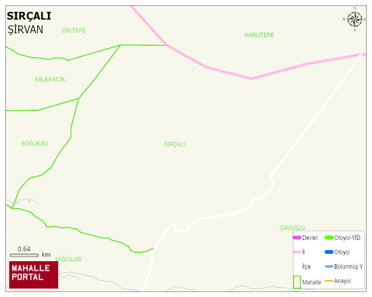 SIRÇALI Köyü Haritası | Mahalle ve Köy Sınırı