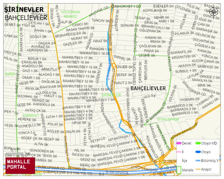 ŞİRİNEVLER Mahallesi Haritası | Mahalle ve Köy Sınırı