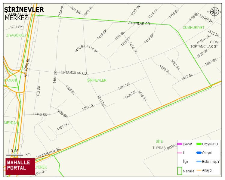 ŞİRİNEVLER Mahallesi Haritası | Mahalle ve Köy Sınırı