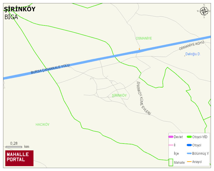 ŞİRİNKÖY Köyü Haritası | Mahalle ve Köy Sınırı