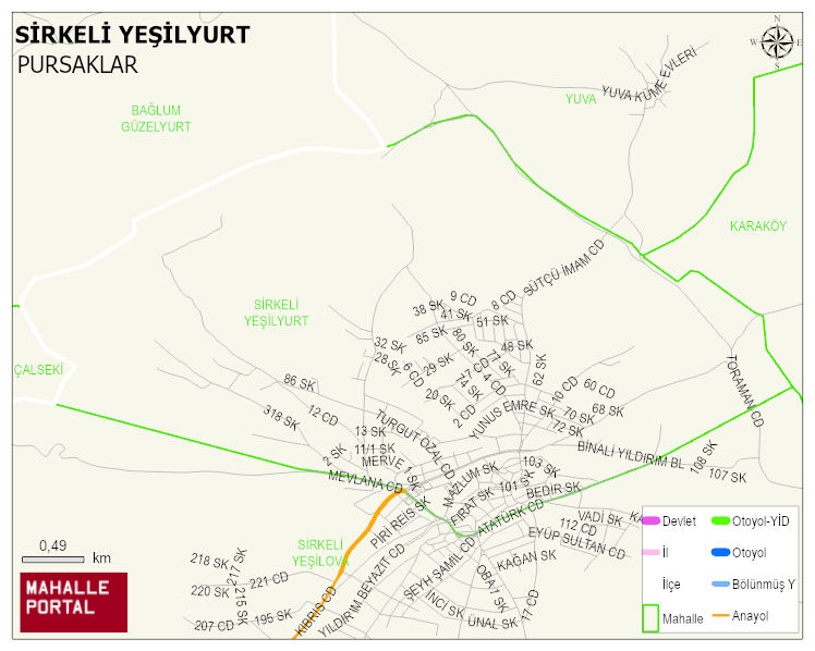 SİRKELİ YEŞİLYURT Mahallesi Haritası | Mahalle ve Köy Sınırı