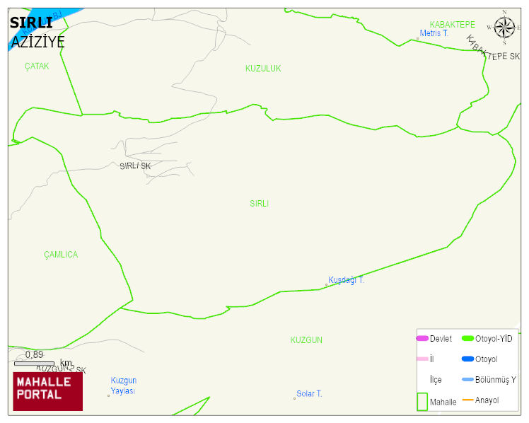 SIRLI Mahallesi Haritası | Coğrafi Yapı ve Detaylı Haritası