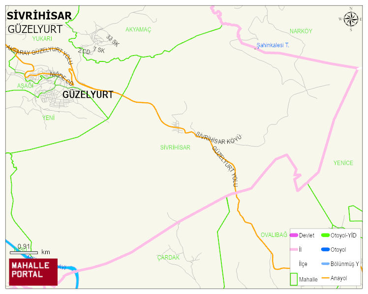 SİVRİHİSAR Köyü Haritası | Detaylı Köy ve Mahalle Görünümü