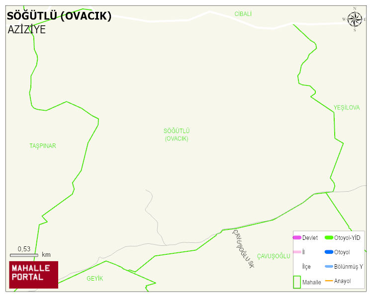 SÖĞÜTLÜ (OVACIK) Mahallesi Haritası | İnteraktif Köy ve Mahalle Sınırları