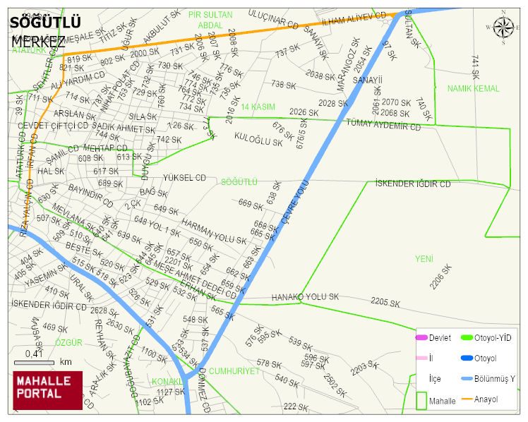 SÖĞÜTLÜ Mahallesi Haritası | Mahalle ve Köy Sınırı