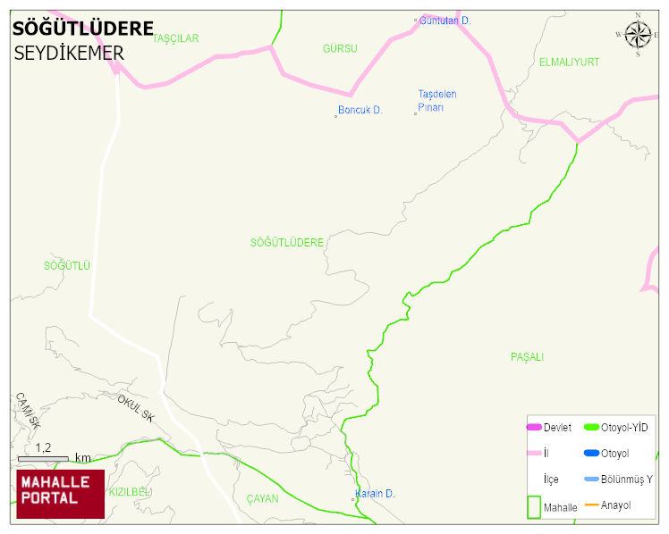 SÖĞÜTLÜDERE Mahallesi Haritası | Dağlar, Ovalar ve Akarsu Bilgileri