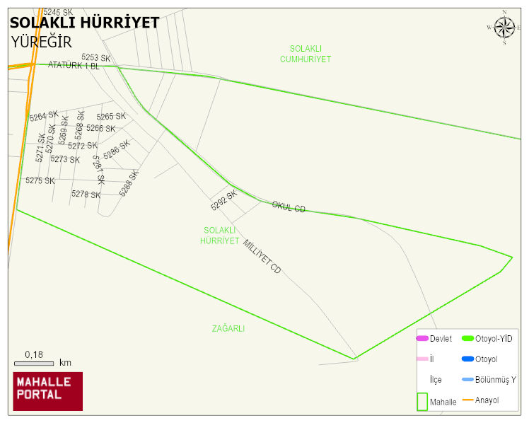 SOLAKLI HÜRRİYET Mahallesi Haritası | Coğrafi Yapı ve Detaylı Haritası