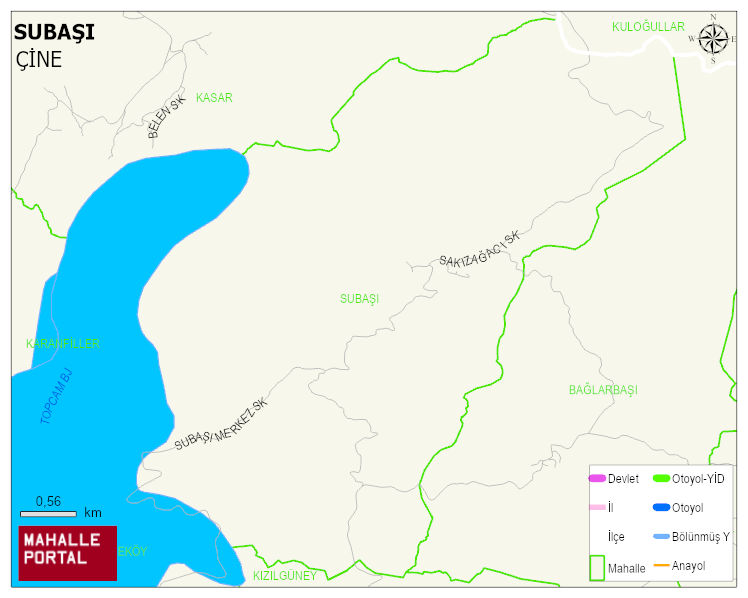 SUBAŞI Mahallesi Haritası | Dağlar, Ovalar ve Akarsu Bilgileri