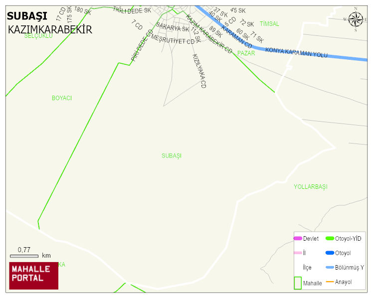 SUBAŞI Mahallesi Haritası | Mahalle ve Köy Sınırı