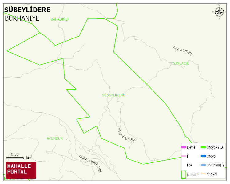 SÜBEYLİDERE Mahallesi Haritası | Dağlar, Ovalar ve Akarsu Bilgileri
