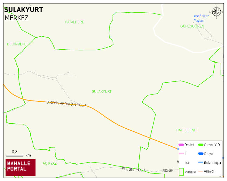 SULAKYURT Köyü Haritası | Dağlar, Ovalar ve Akarsu Bilgileri