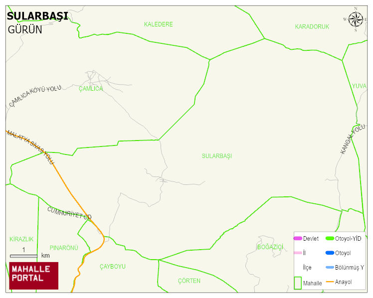 SULARBAŞI Köyü Haritası | Mahalle ve Köy Sınırı