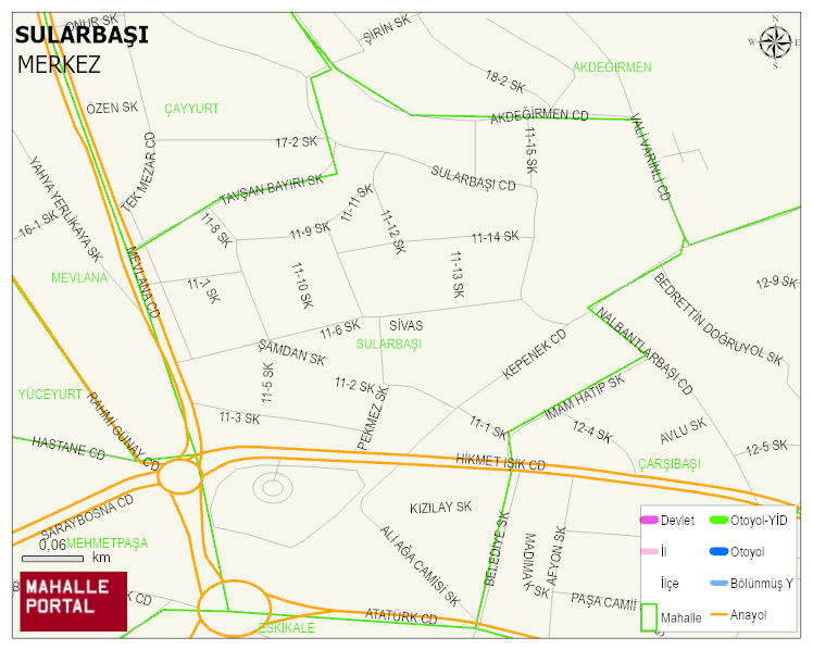 SULARBAŞI Mahallesi Haritası | Yükselti ve Doğa Özellikleri