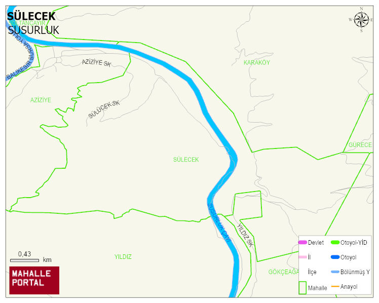 SÜLECEK Mahallesi Haritası | Dağlar, Ovalar ve Akarsu Bilgileri