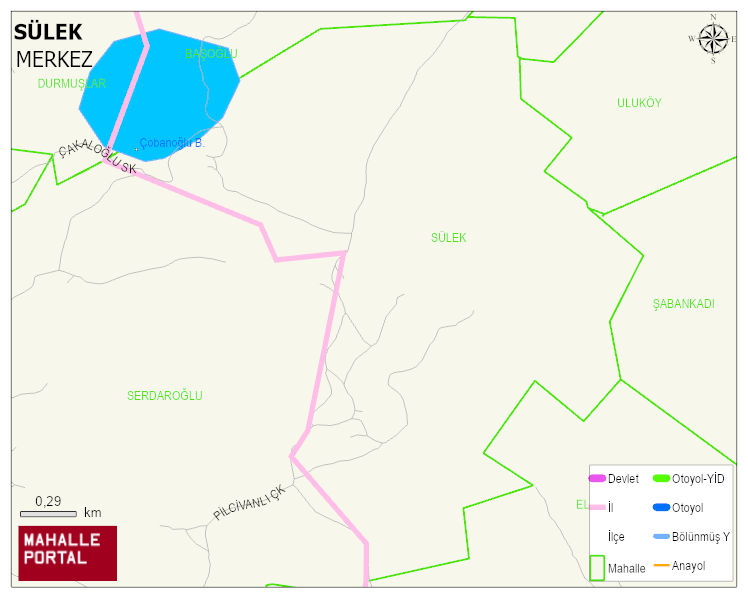 SÜLEK Köyü Haritası | Yükselti ve Doğa Özellikleri