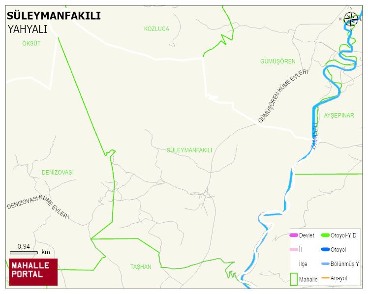 SÜLEYMANFAKILI Mahallesi Haritası | Yükselti ve Doğa Özellikleri