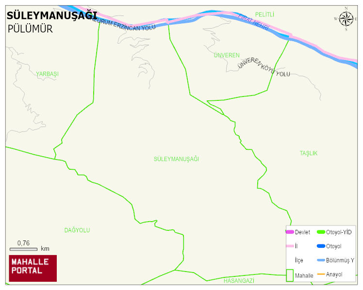 SÜLEYMANUŞAĞI Köyü Haritası | Dağlar, Ovalar ve Akarsu Bilgileri