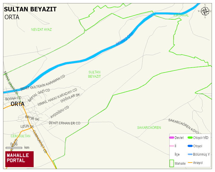 SULTAN BEYAZIT Mahallesi Haritası | Mahalle ve Köy Sınırı