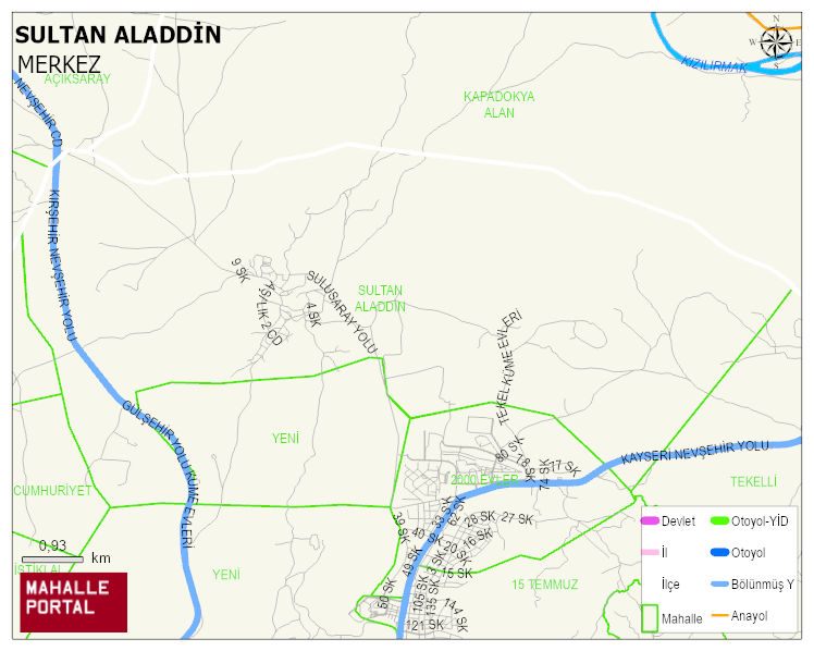 SULUSARAY BELDESİ SULTAN ALADDİN Mahallesi Haritası | Mahalle Sokak Haritası