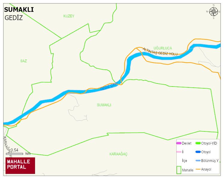 SUMAKLI Köyü Haritası | Dağlar, Ovalar ve Akarsu Bilgileri