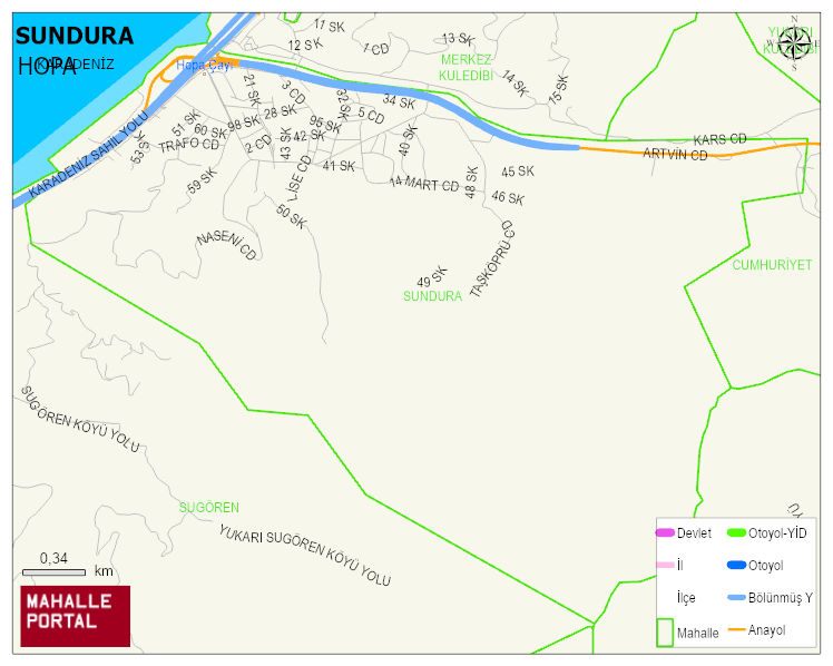 SUNDURA Mahallesi Haritası | Detaylı Köy ve Mahalle Görünümü