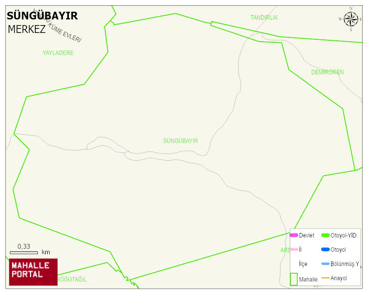 SÜNGÜBAYIR Köyü Haritası | Coğrafi Yapı ve Detaylı Haritası