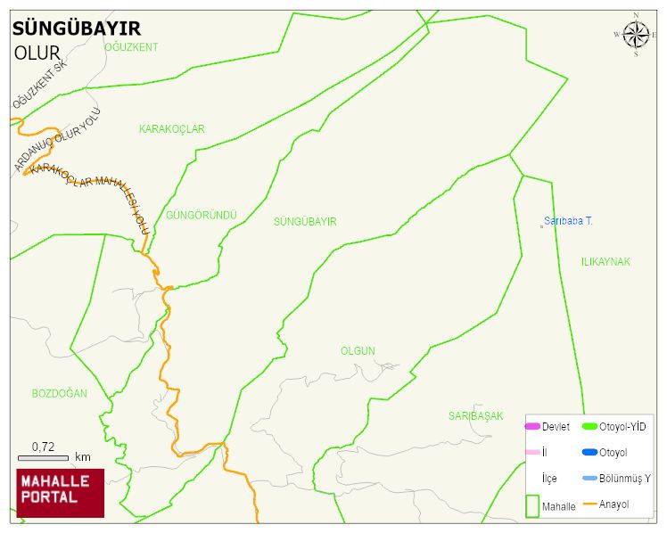 SÜNGÜBAYIR Mahallesi Haritası | Dağlar, Ovalar ve Akarsu Bilgileri