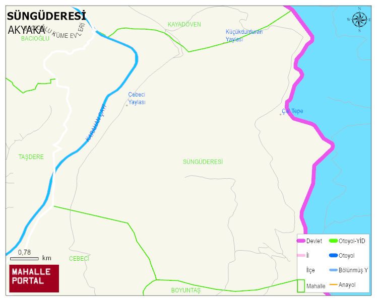 SÜNGÜDERESİ Köyü Haritası | Yükselti ve Doğa Özellikleri