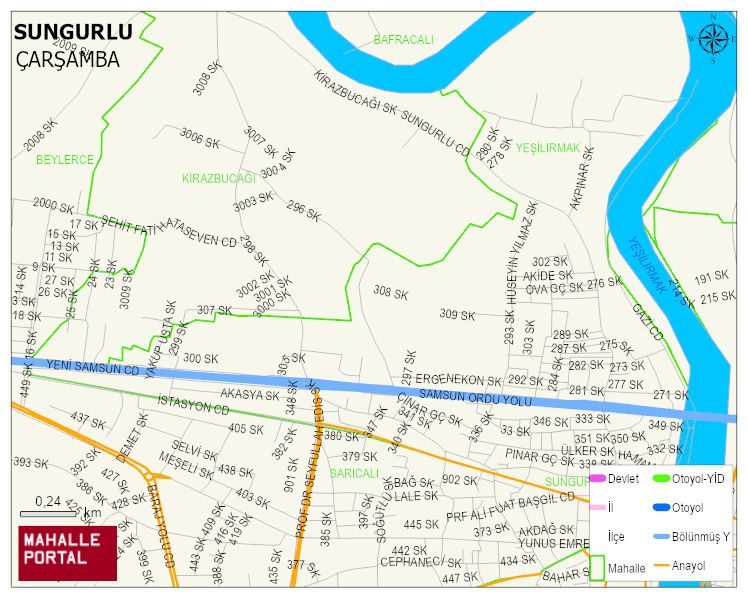 SUNGURLU Mahallesi Haritası | Güncel Mahalle ve Köy Haritası